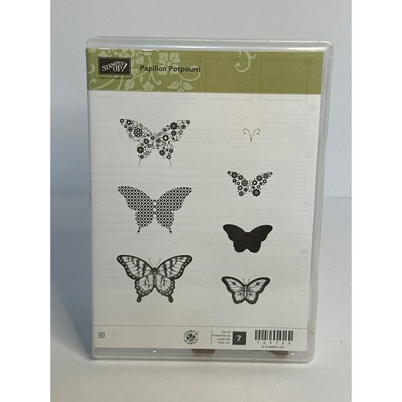 Pre-Used Stampin’ Up! Sale-A-Bration “Papillon Potpourri” Set of 7 Cling Stamp S - Picture 1 of 4